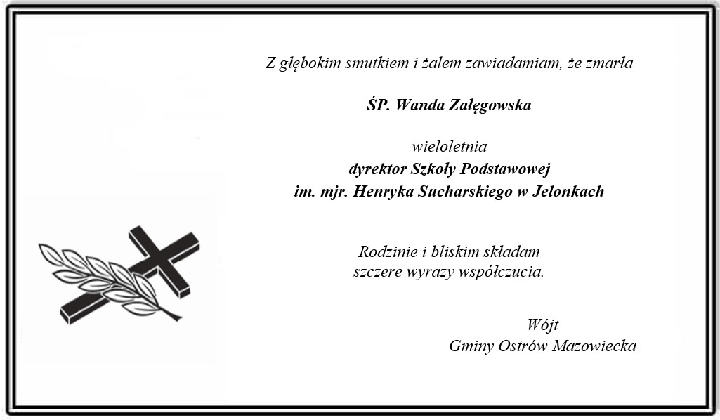 Zmarła ŚP. Wanda Załęgowska