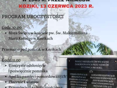 Odsłonięcie Pomnika ku Pamięci Mieszkańców Pomordowanych w 1943 r. przez Niemców