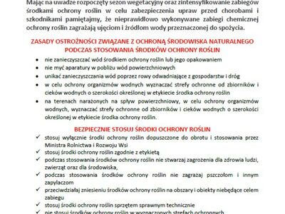 Komunikat "Chrońmy środowisko wodne i źródła wody przeznaczonej do spożycia przez ludzi"