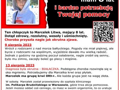 Zbiórka krwi dla Marcelka